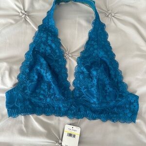Free People Teal Lace Halter Bralette
